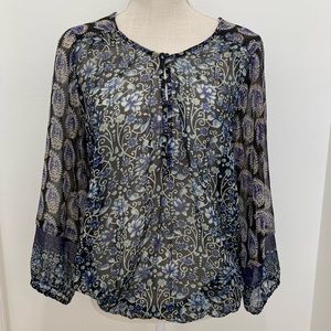 Lucky Brand Floral Sheer Top